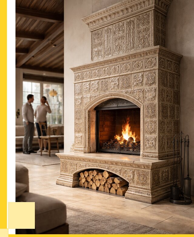 Купить изразцовый камин в Алейске от 257775 р. | ЭриданЛук