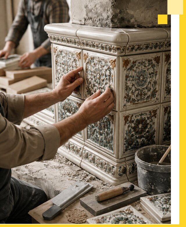 Изразцовые камины под ключ в Алейске: проект и монтаж