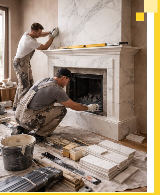 Отделка каминов в Алейске качественные облицовочные работы