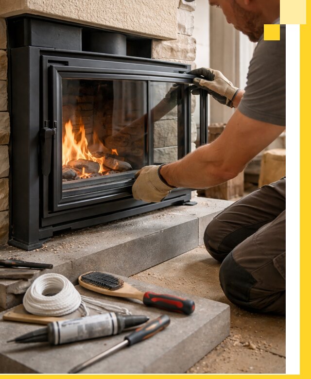 Производство, монтаж и доставка каминов со стеклом в Алейске