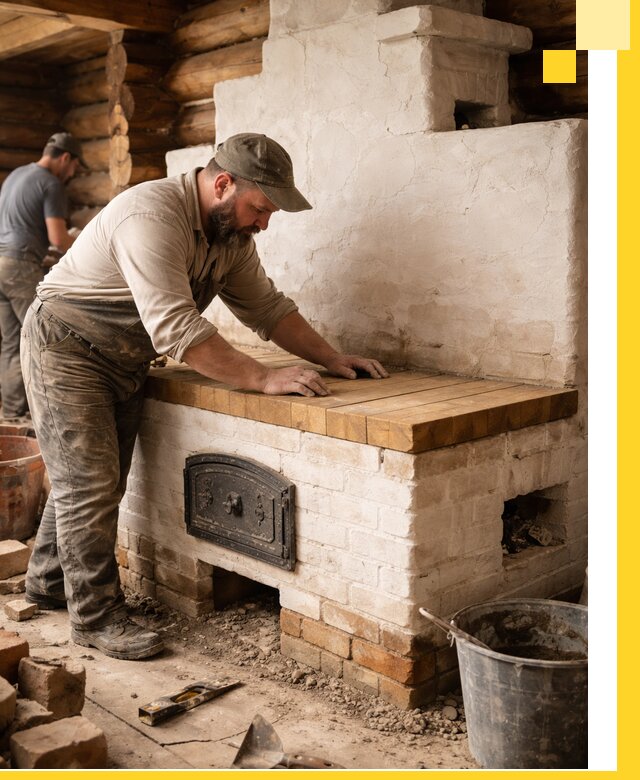 Проектирование и установка русской печи с лежанкой в Алейске