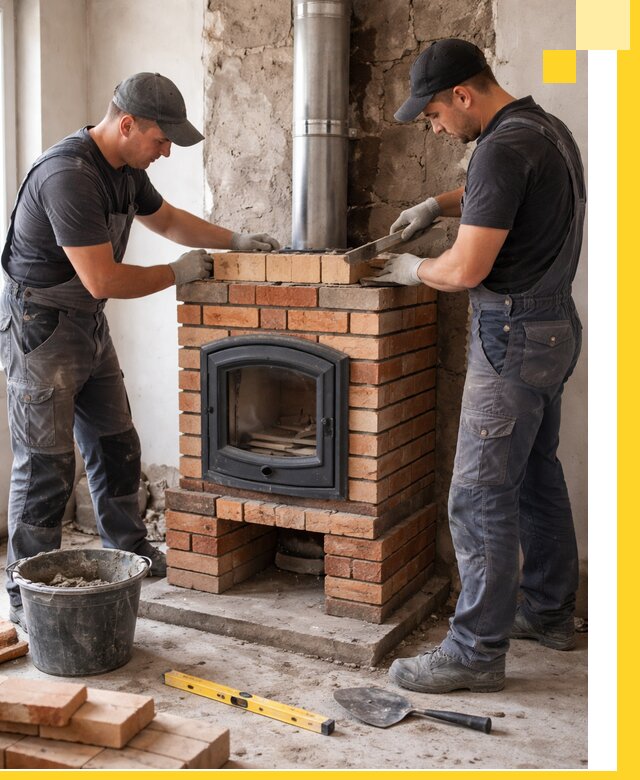 Монтаж печи камина под ключ в Алейске с гарантией и пусконаладкой