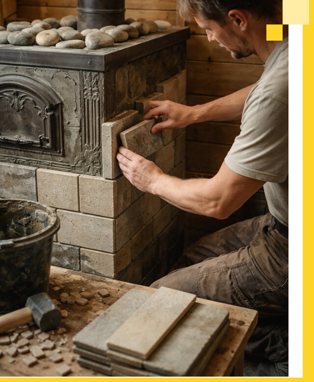 Облицовка банных печей в Алейске профессиональная отделка