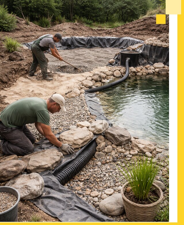 Строительство природных бассейнов и озер в Алейске под ключ