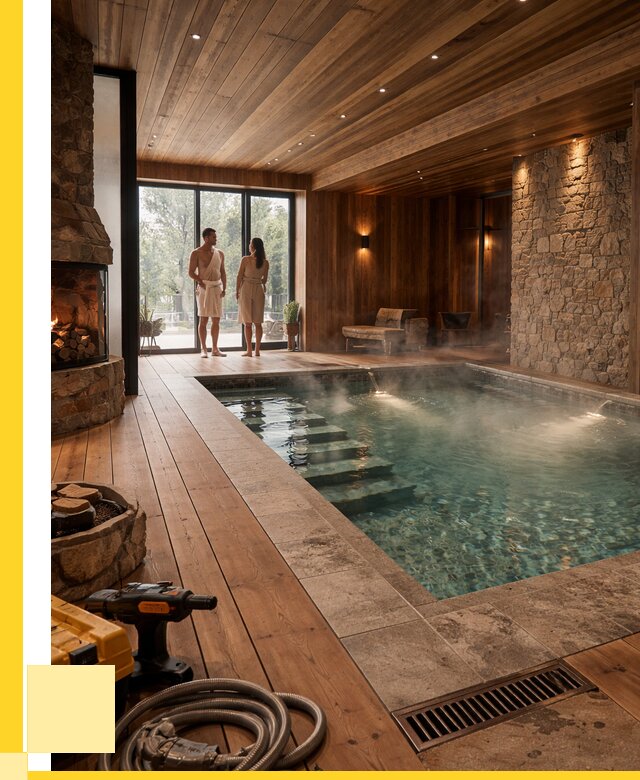 Проекты бань с бассейном под ключ в Алейске от 77333 р., ЭриданЛук