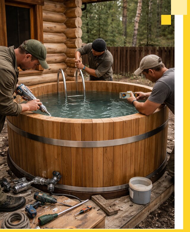 Строительство бань с купелью под ключ и отделкой в Алейске