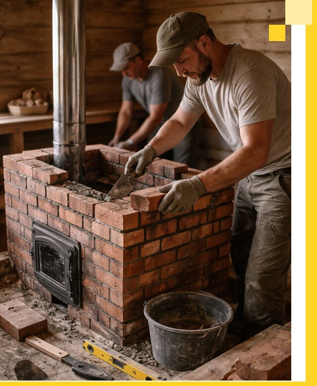 Кирпичные печи для бани под ключ в Алейске, проект и монтаж