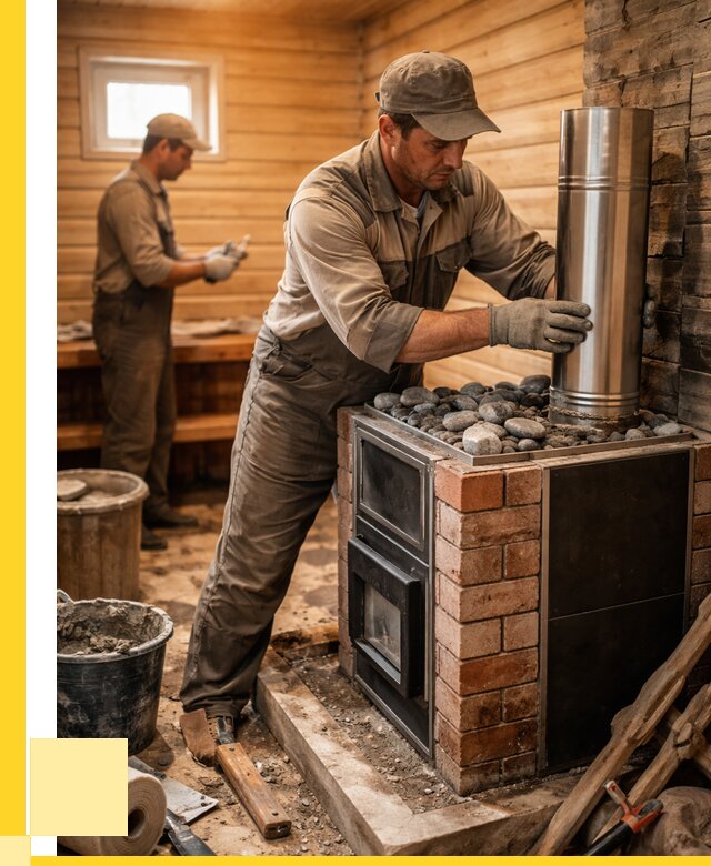 Монтаж печи в бане под ключ в Алейске от 20622 р. | ЭриданЛук