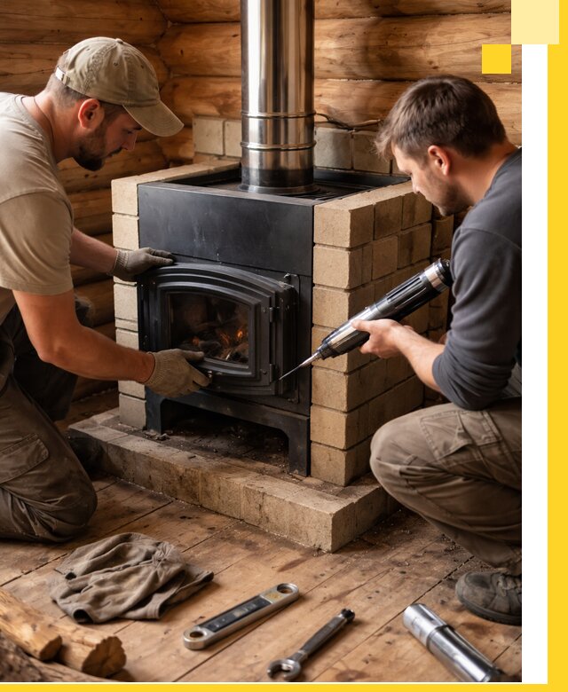 Монтаж и установка печи в бане под ключ с гарантией в Алейске