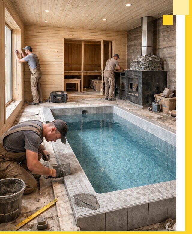 Проект бани с бассейном и сауной в Алейске под ключ