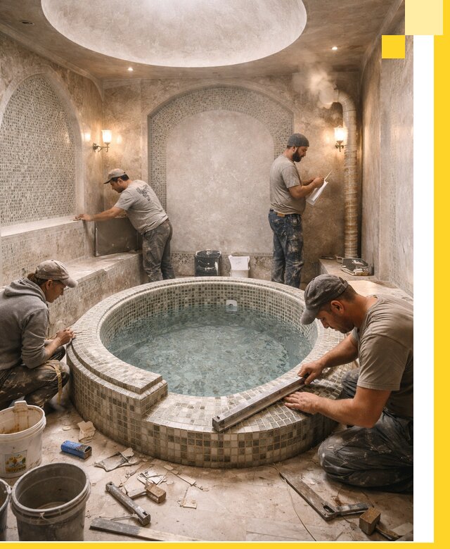 Профессиональное строительство хамама с бассейном в Алейске под ключ