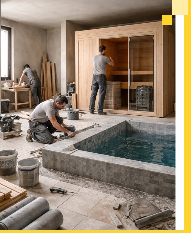 SPA зоны под ключ с бассейном сауной и печью в Алейске